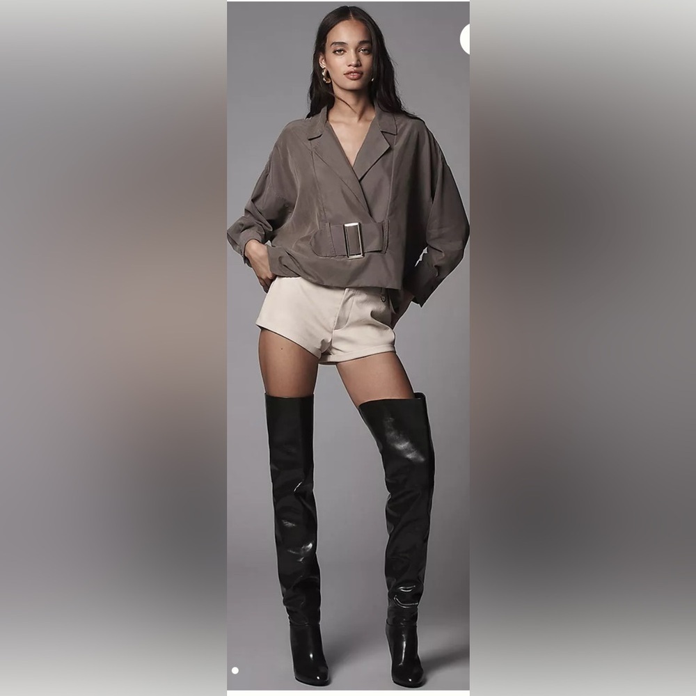 ANTHROPOLOGIE NEW Maeve Faux-Leather Micro Shorts 12 Chic Y2K, Edgy, Night Out